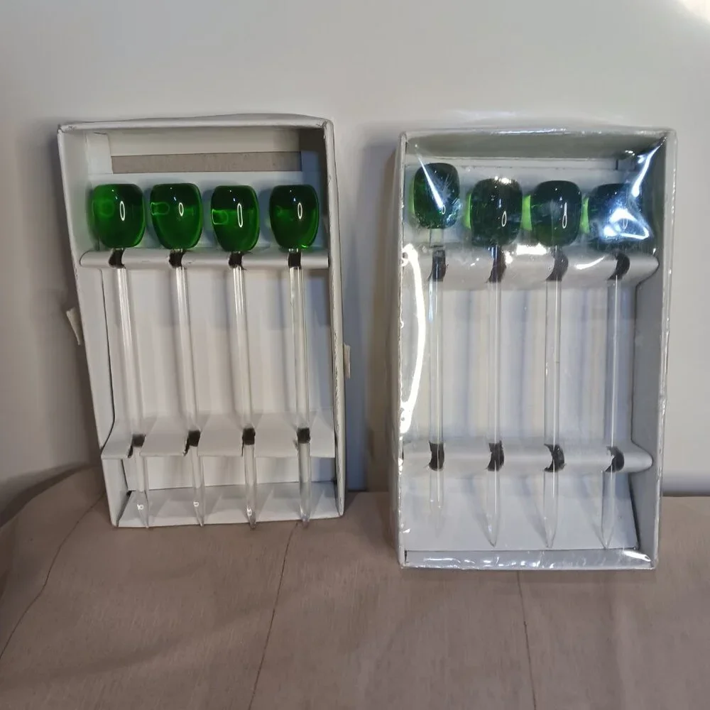 2 Sets of 4 Crate and Barrel Glass Stir Sticks